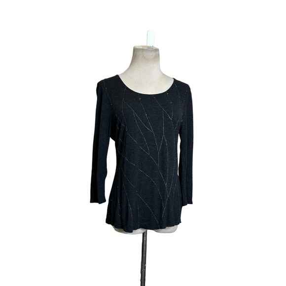 Coldwater Creek gray embellished 3/4 sleeves casual top size Small - Picture 9 of 10